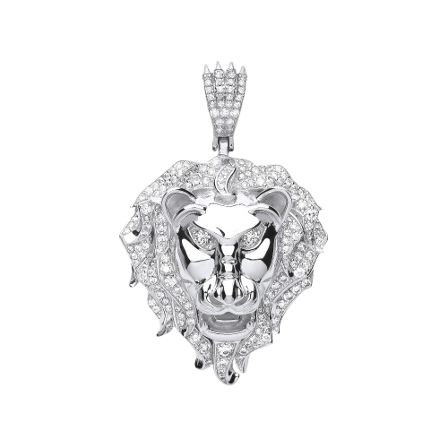 Silver Lion Head Pendant