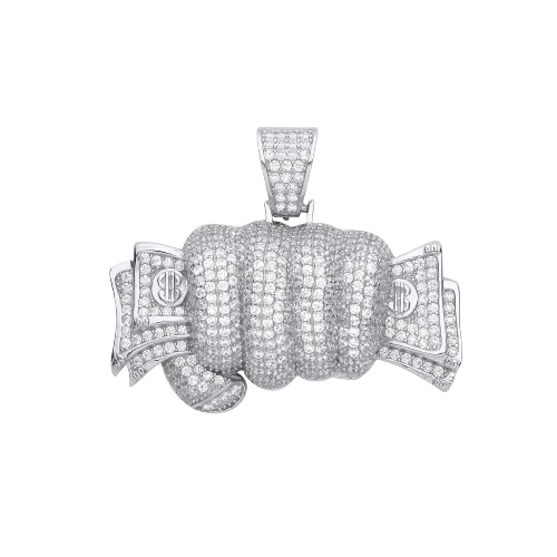 Silver Fist Full of Cash Pendant