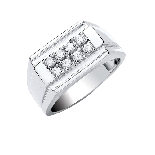 Silver Gents Cz Ring