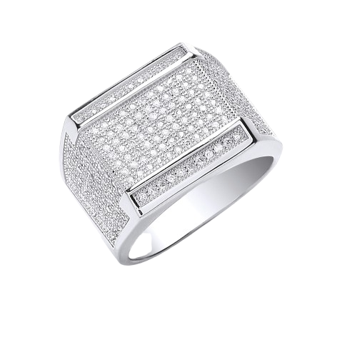 Silver Micro Pave' Cz Gents Ring