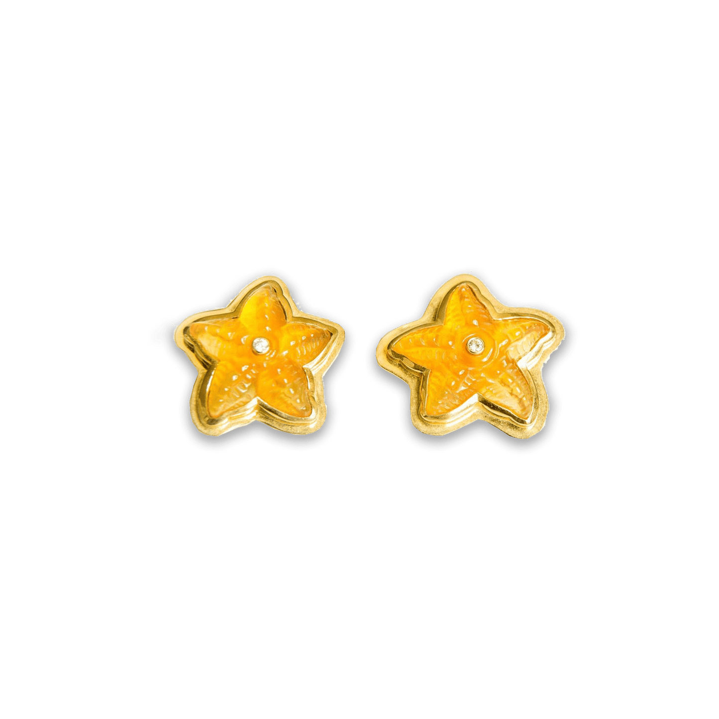 Fire Opal Starfish Earrings in Yellow Gold 18K image 0