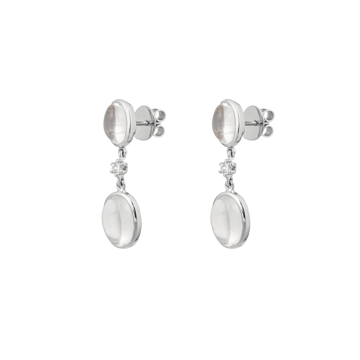 White Gold & Moonstone Diamond Drop Earrings image 0