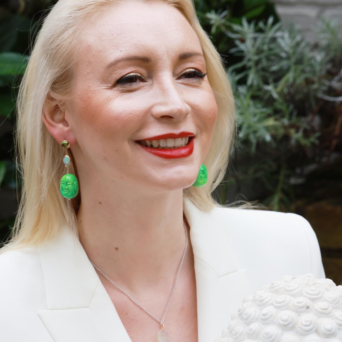 Opal, Peridot and Malachite Earrings in Gold 18K image 1