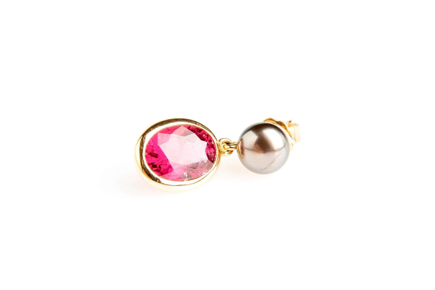 Rubellite, Tourmaline & Tahiti Pearl Drop Earrings image 2