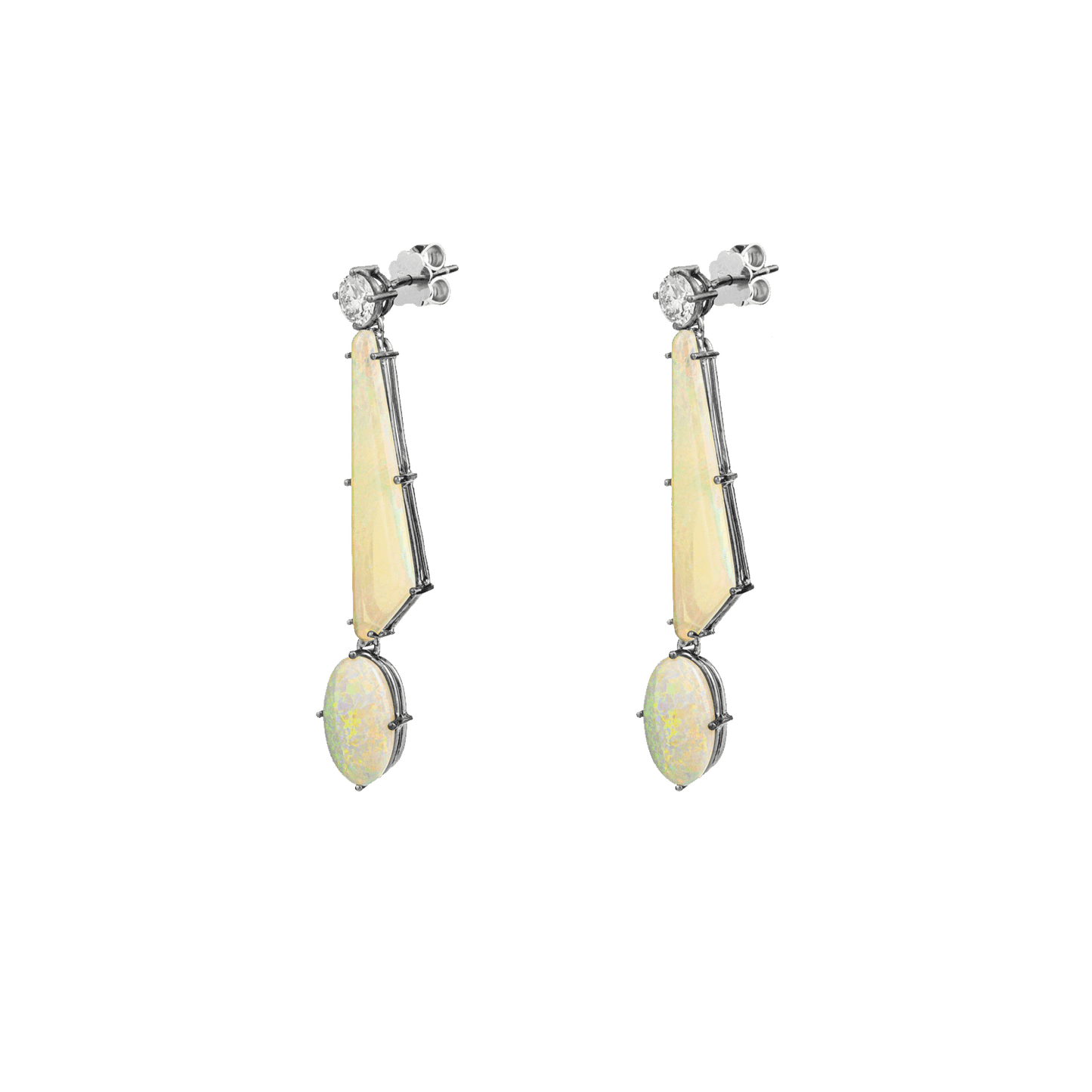 White Opal Earrings in White gold 18K image 0