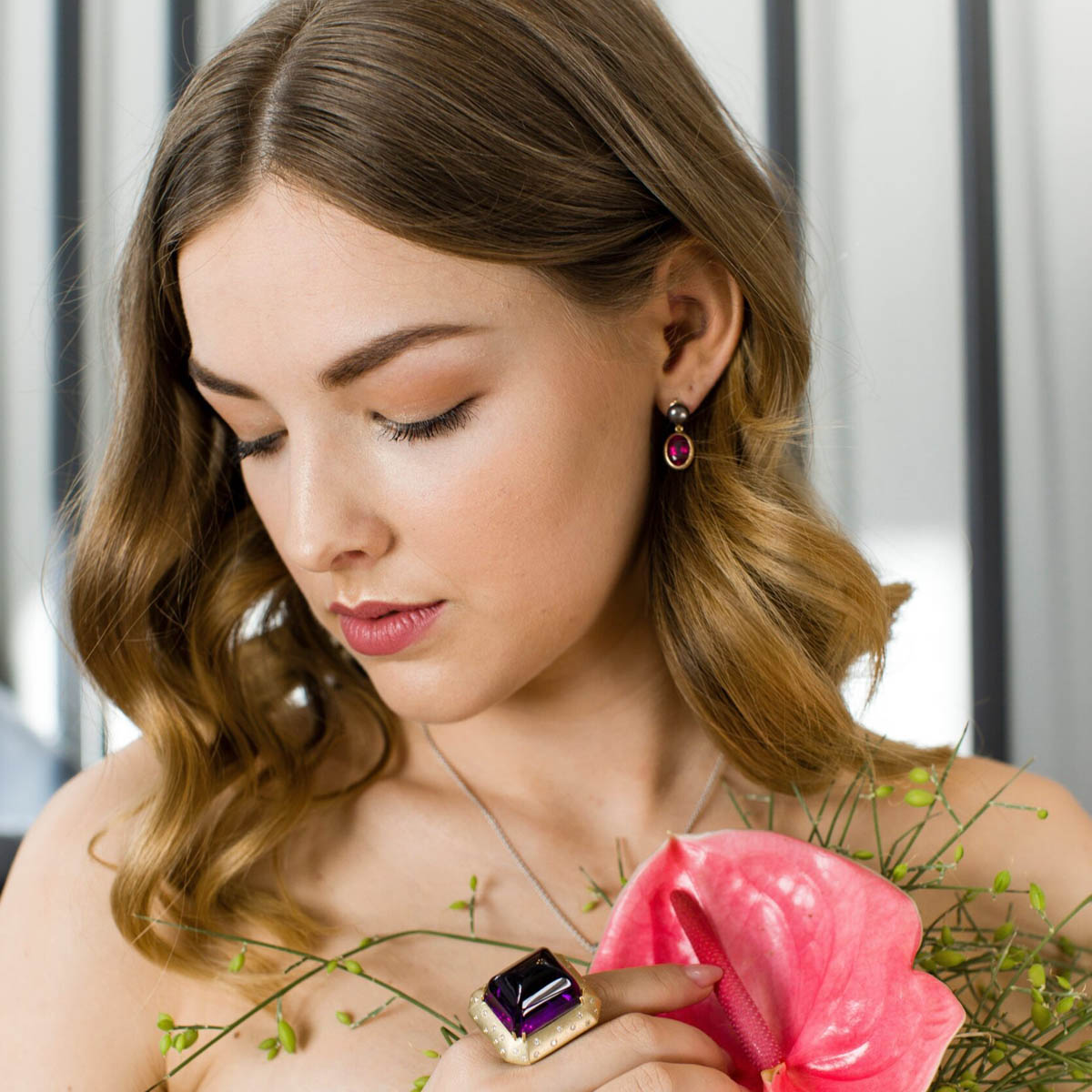 Rubellite, Tourmaline & Tahiti Pearl Drop Earrings image 4