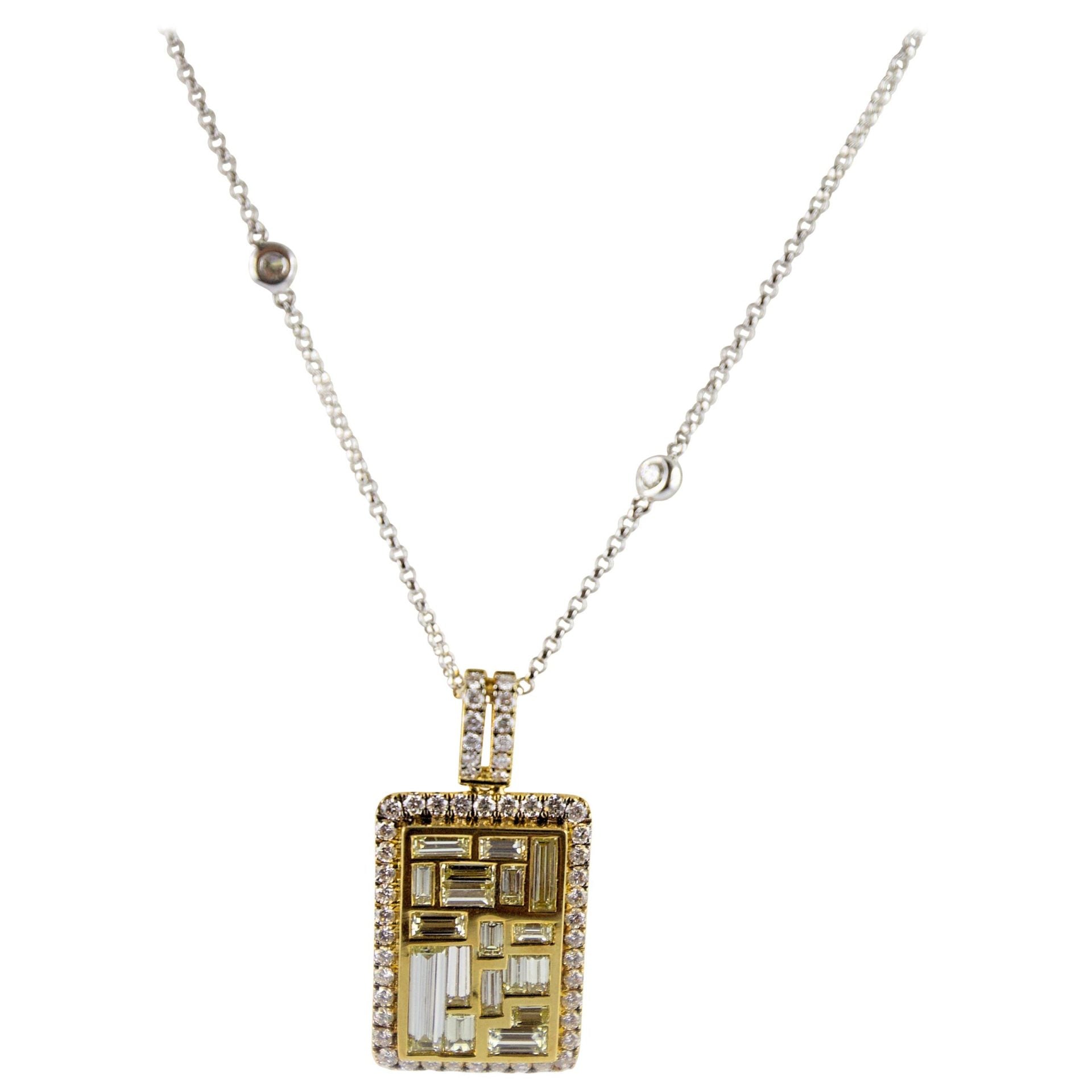 Diamonds And Yellow Gold Baguette Necklace image 0