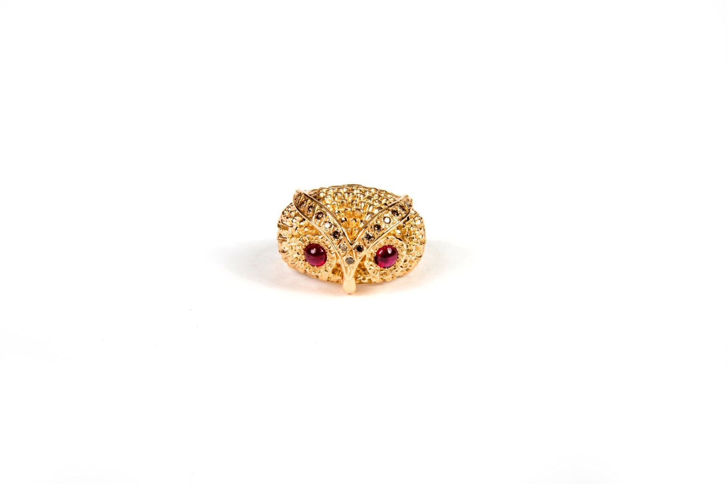 Ruby and Diamond Yellow Gold Owl Ring image 0