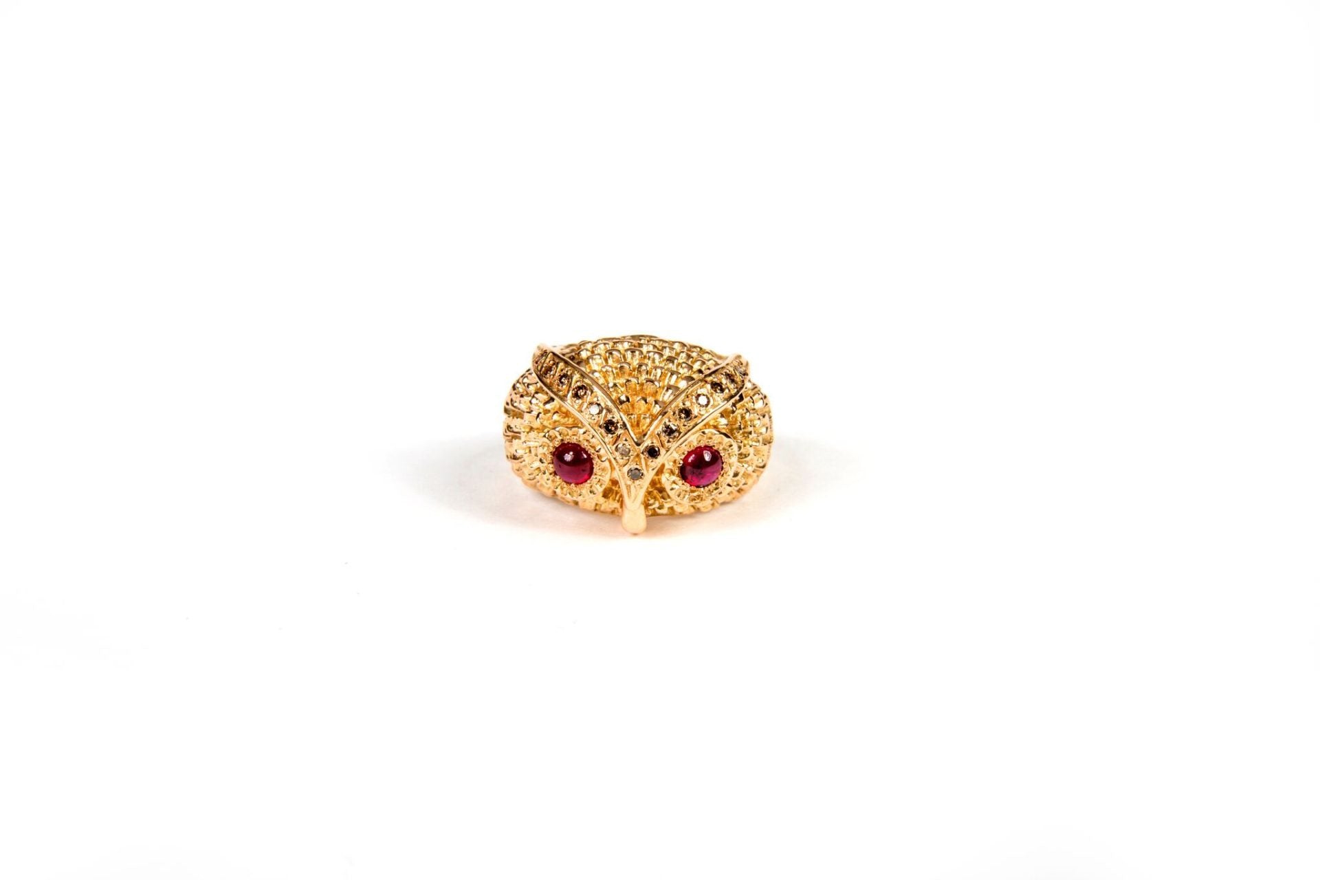 Ruby and Diamond Yellow Gold Owl Ring image 0