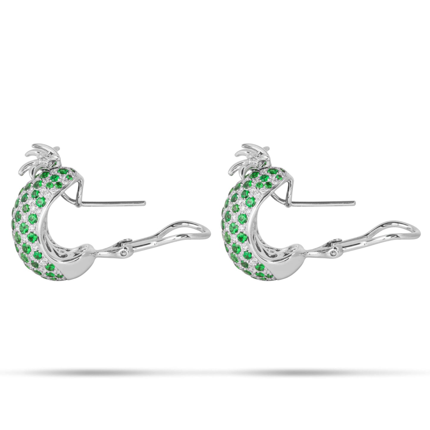 Tsavorite & Diamond Pineapple earrings in White Gold 18K image 5