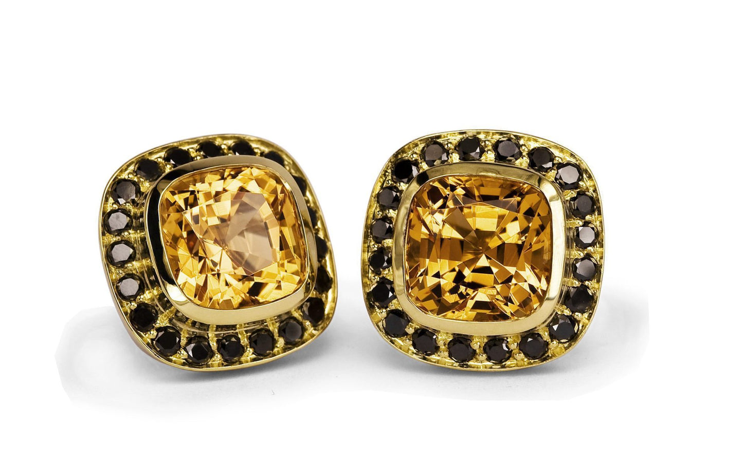 Imperial Topaz and Black Diamonds Earrings image 0