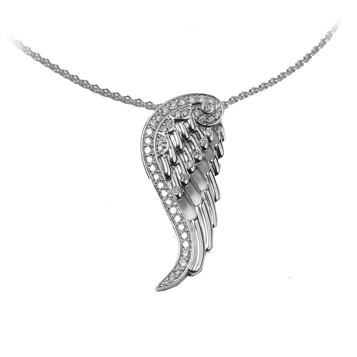 925 Sterling Silver & CZ Angel Wing Pendant image 0