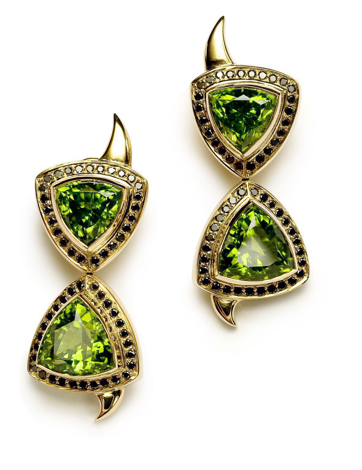 Peridot and Black Diamonds earrings image 0