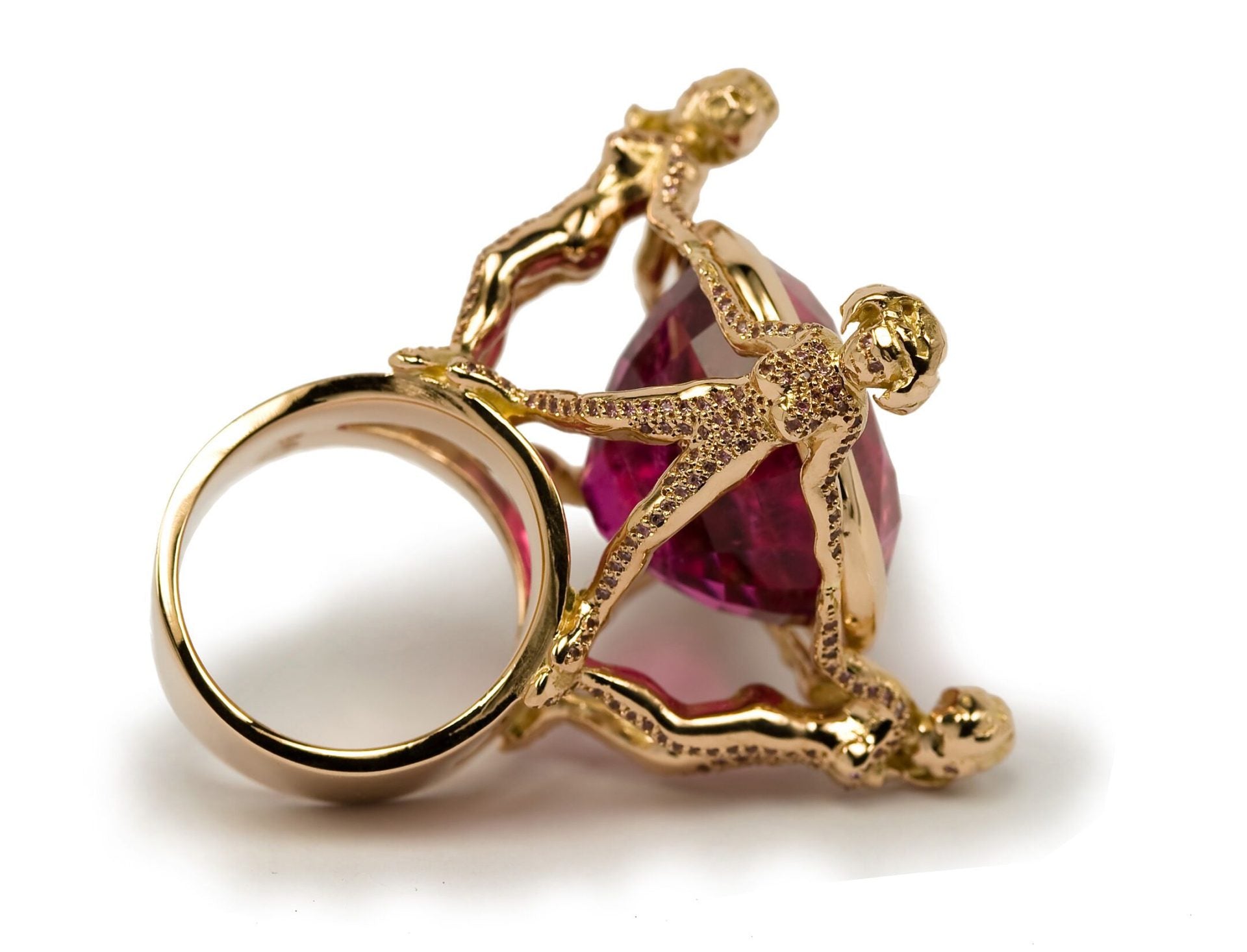 "La Danse" Rubellite and Sapphire Rose Gold Ring image 1