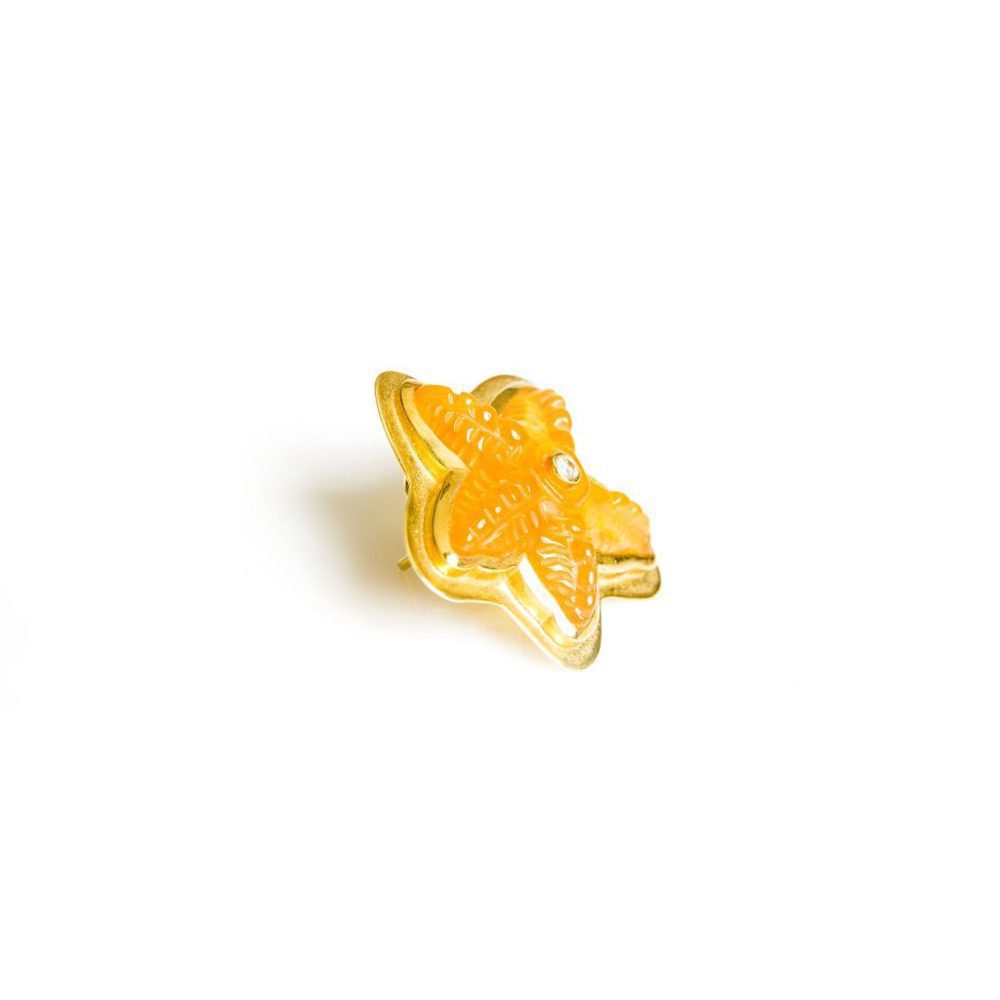 Fire Opal Starfish Earrings in Yellow Gold 18K image 1