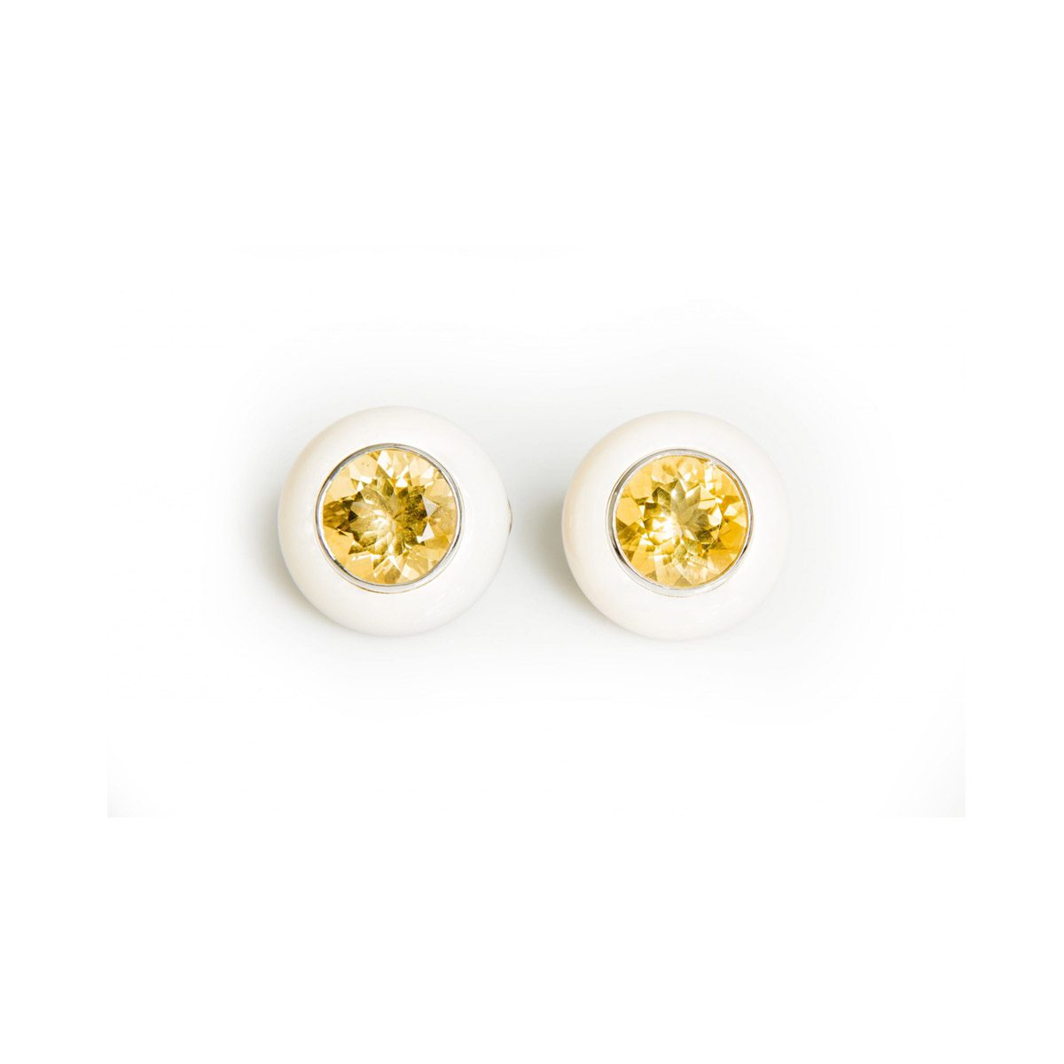 Mother of Pearl & Citrine Earrings in Gold 18K image 1