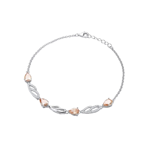 Champagne & Clear CZs Silver Bracelet