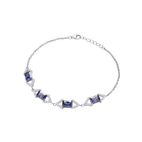 Tanzanite & Clear CZs Silver Bracelet
