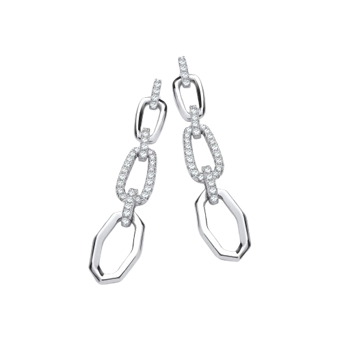 Hollow Links CZ Drop Earrings