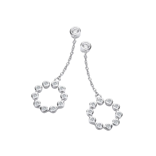 Rubover CZs Circle of Life Chain Drop Earrings