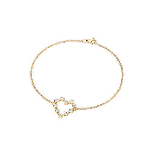 Plated Silver Heart Rubover CZs Bracelet