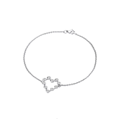 Silver Heart Rubover CZs Bracelet