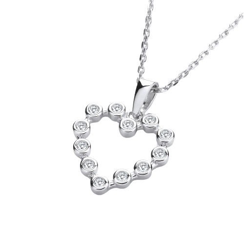 Heart Rubover CZs Drop Pendant with Chain