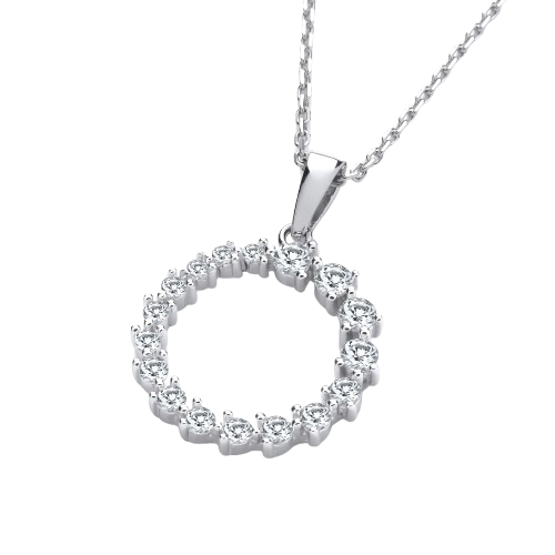 Graduated CZs Circle of Life Pendant with Chain