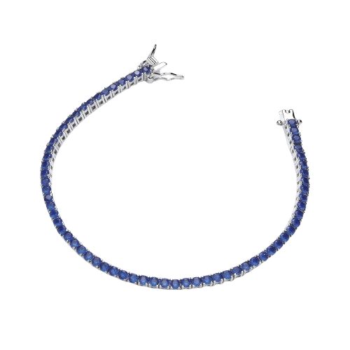 Silver Blue CZs Tennis Bracelet