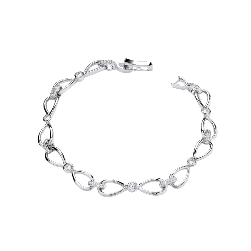 Infinity Style & Rubover CZ Silver Bracelet