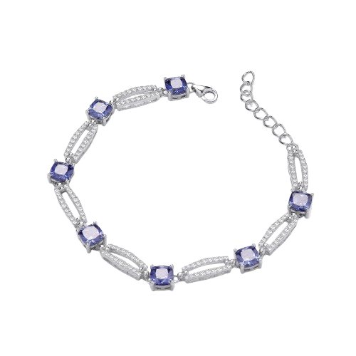 Tanzanite Colour CZ Silver Ladies Bracelet