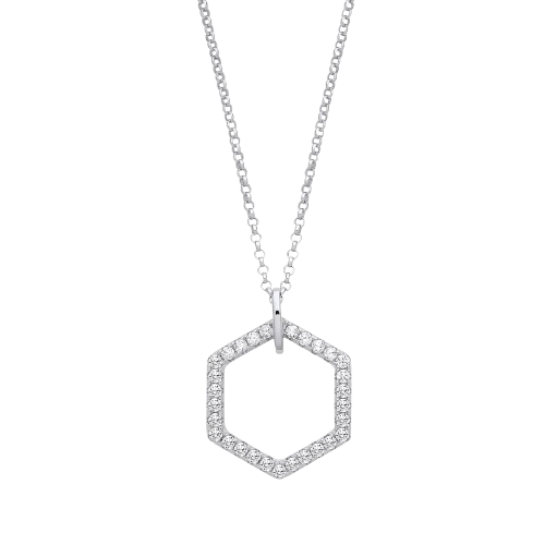 Honeycomb Drop Silver Necklace