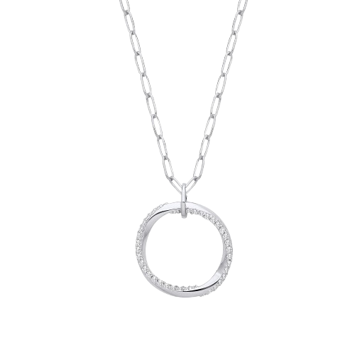 Circle of Life CZ Drop with Oval Belcher Necklace