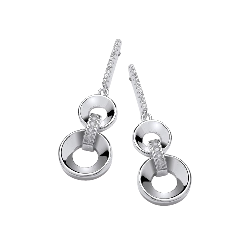 Circles Silver Drop Earrings