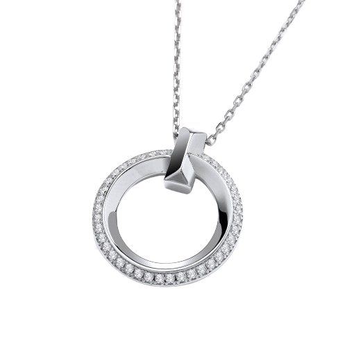 Circle of Life CZ Silver Pendant with Chain