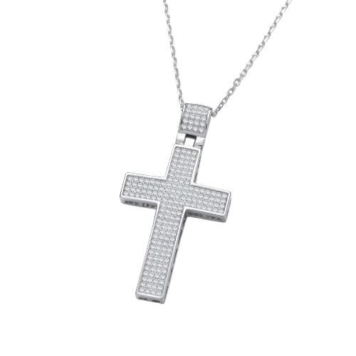 Micro Pave' Big Cross with Chain